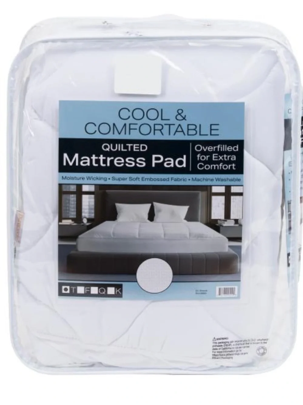 Cool & Comfortable Quilted White Mattress Pad - Overfilled Comfort